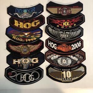 Lot of 12 Harley Davidson HOG Patches 94-96 98-03 06 07 10 yr